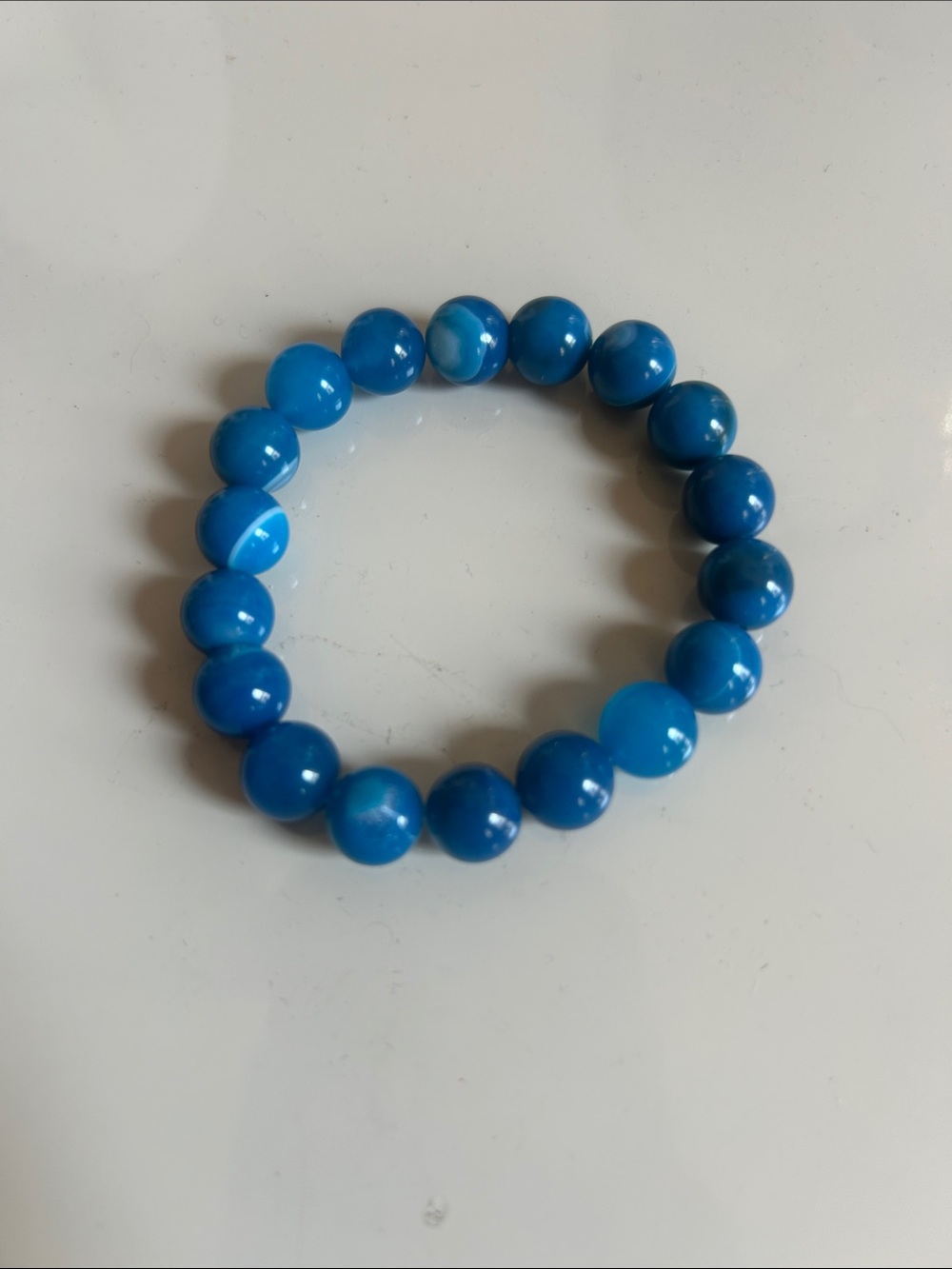 Blue agate real stoneBeaded Stretch Bracelet - Women Jewelry